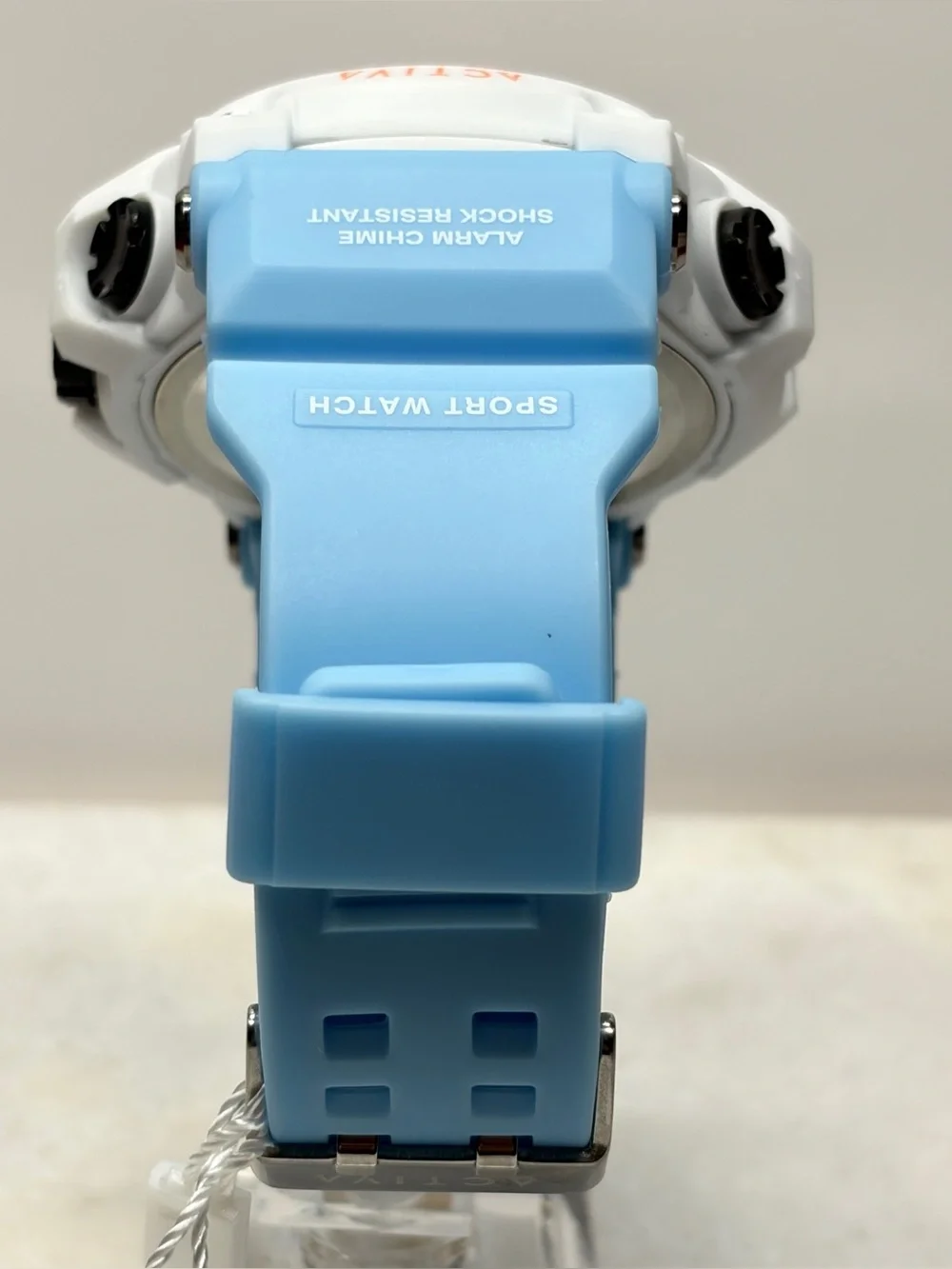 Activa X Invicta 50mm White & Light Blue Digital Sport Watch with Orange Accents